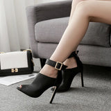 Women's High Buckle Strap Stiletto Sandal - Black - Buckle Strap Stilettos - 46 B - PU Leather - image 18