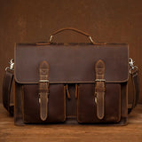 Messenger Bags Men's Leather Laptop Bag - Brown - Men's Bag - Large - Genuine Leather - image 40