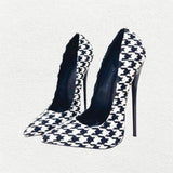 Women's Custom Houndstooth Super High Heels - Black/White - 1 / 12cm Heel - 46 B - PU Leather - image 12