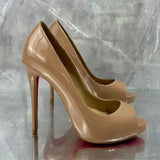 Women's Patent Super High Dress Stilettos - Beige - 12cm Heels - 45 B - PU Leather - image 11