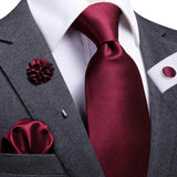 Funki Buys | Neckties | Men's 4 Pcs Crimson Luxury Silk Tie Set