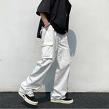 Men's Loose Fit Long White Cargo Pants - White - Cargo Pants - XXXL - Polyester Denim - image 19