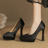 Women's Elegant Satin High Heel Pumps - Pink - 1 / 12cm Heel - 41 B - PU Patent Leather - image 14