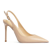 Women's Elegant Luxury Slingback Pumps - Beige - 1 / 10cm Stiletto - 43 B - PU Leather - image 10
