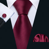 Funki Buys | Neckties | Men's 3 Pcs Premium Burgundy Tie Set