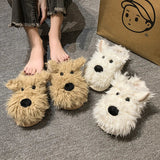 Women's Cute Shaggy Dog Slippers - Beige - Dog Slippers - 36-37 - Plush - image 19