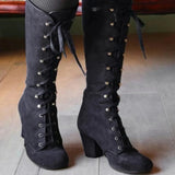 Women's Steampunk Lace Up Granny Boots - Black - Steampunk Granny Boots - 43 B - PU Suede Leather - image 4