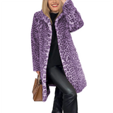 Women's Leopard Print Plush Coat - Purple - Leopard Print Jacket - XXXL - Polyester - image 23