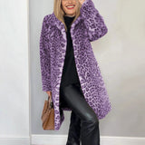 Women's Leopard Print Plush Coat - Khaki - Leopard Print Jacket - XXXL - Polyester - image 15
