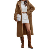 Women's Long Hooded Plush Jacket - Brown - Long Jacket - 2XL - Polyester/Plush - image 8