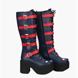 Women's Platform Chunky Buckle Boots - Blue/Red - Boots - 46 B - PU Leather - image 5