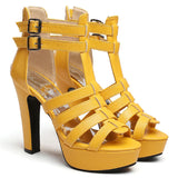 Women's Platform Gladiator Stilettos - Black - Heels - 43 B - PU Leather - image 13
