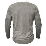 Men's Casual Long Sleeve Henly Shirt - Khaki - Long Sleeve Tee Shirt - 5XL - Polyester - image 30