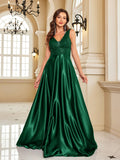 Women's Elegant Satin Sequin Dresses - Navy Blue - Evening Dress - XXL - Polyester Sequin - image 14