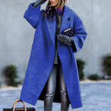 Women's Soft Woolen Loose Overcoat - Blue - Ladies Coat - XXL - Wool Blend - image 4