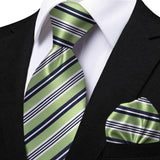 Men's 3 Pcs Striped Jacquard Tie Set - Blue - 2 - One Size - Polyester - image 38