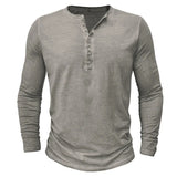 Men's Casual Long Sleeve Henly Shirt - Khaki - Long Sleeve Tee Shirt - 5XL - Polyester - image 31