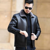 Men's Leather Fleece Lined Short Jackets - Black - Men's Business Jacket - 7XL - Genuine Leather - image 9