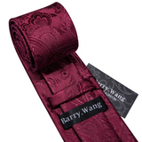 Funki Buys | Neckties | Men's 3 Pcs Maroon Floral Luxury Tie Set