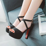 Women's Sequin High Platform Sandals - Gold - 11.5cm / Sandals - 43 B - PU Leather - image 14