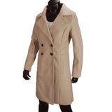 Women's Slim Fit Double Breast Overcoat - Khaki - Women's Jacket - XXXL - Polyester - image 19