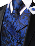 Men's 4 Pcs Formal Floral Tie Vest Sets - Brown - 4pc Tie Set - HT-MJ-0093 - 3XL - Silk - image 22