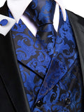 Men's 4 Pcs Formal Floral Tie Vest Sets - Brown - 4pc Tie Set - HT-MJ-0093 - 3XL - Silk - image 24