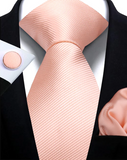 Men's 3 Pcs Salmon Luxury Tie Set - Salmon - Necktie / THC-37F - One Size - Polyester - image 6