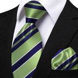Men's 3 Pcs Striped Jacquard Tie Set - Blue - 2 - One Size - Polyester - image 35