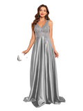 Women's Elegant Satin Sequin Dresses - Navy Blue - Evening Dress - XXL - Polyester Sequin - image 11