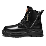 Men's High Top Boots Leather Work Boots - Black - 0225  / Work Dress Boot - 48 B - PU Leather - image 16