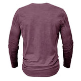 Men's Casual Long Sleeve Henly Shirt - Khaki - Long Sleeve Tee Shirt - 5XL - Polyester - image 27