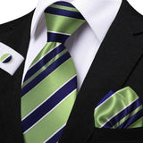 Men's 3 Pcs Striped Jacquard Tie Set - Blue - 2 - One Size - Polyester - image 6