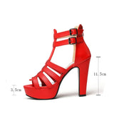 Women's Platform Gladiator Stilettos - Black - Heels - 43 B - PU Leather - image 47
