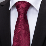 Funki Buys | Neckties | Men's 3 Pcs Maroon Floral Luxury Tie Set