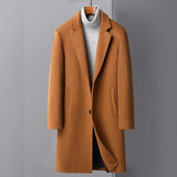 Men's Luxury Wool Blend Trench Coats - Tan / Trench Coat - 4XL - Polyester - image 11
