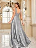 Women's Elegant Satin Sequin Dresses - Navy Blue - Evening Dress - XXL - Polyester Sequin - image 38
