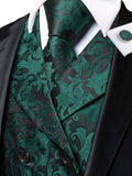 Men's 4 Pcs Formal Floral Tie Vest Sets - Brown - 4pc Tie Set - HT-MJ-0093 - 3XL - Silk - image 28