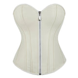 Women's Faux Leather Zip Up Corset - Black - Zip Up Corset - 7XL - PU Leather - image 10