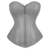 Women's Faux Leather Zip Up Corset - Black - Zip Up Corset - 7XL - PU Leather - image 9