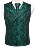 Men's 4 Pcs Formal Floral Tie Vest Sets - Brown - 4pc Tie Set - HT-MJ-0093 - 3XL - Silk - image 29