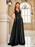Women's Elegant Satin Sequin Dresses - Navy Blue - Evening Dress - XXL - Polyester Sequin - image 43