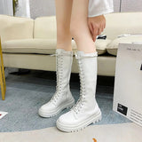 Women's Gothic Lace Up High Top Boots - Black - Lace Up Boot - 43 B - PU Leather - image 22