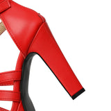 Women's Platform Gladiator Stilettos - Black - Heels - 43 B - PU Leather - image 43