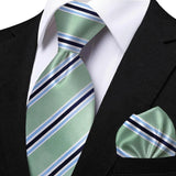 Men's 3 Pcs Striped Jacquard Tie Set - Blue - 2 - One Size - Polyester - image 40