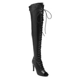 Women's Over Knee Lace Up Dance Boots - Black - Suede Outsole 11cm - 43 B - PU Suede Leather - image 30