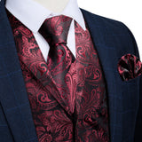 Men's 4 Pcs Formal Silk Paisley Tie Vest Set - Purple - Tie Set - MD-0414-7884 - 3XL - Silk - image 12