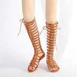 Women's Knee High Gladiator Sandals - Black - Platform Sandals - 42 B - PU Leather - image 10