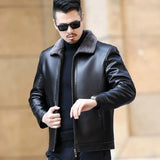 Men's Leather Fleece Lined Short Jackets - Black - Men's Business Jacket - 7XL - Genuine Leather - image 3