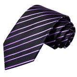Funki Buys | Neckties | Men's 3 Pcs Black Purple Striped Tie Set